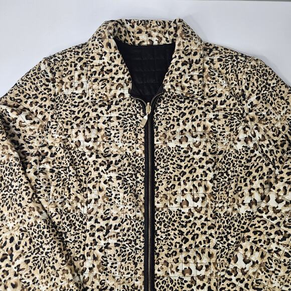 Reversible Jacket Leopard Print & Black Quilted Jacket Women’s Medium - Picture 2 of 8